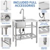 Freestanding Stainless Steel Utility Sink (36x21") – Single Bowl + Countertop/Storage Shelf | Commercial Kitchen & Laundry Use - 4 of 4