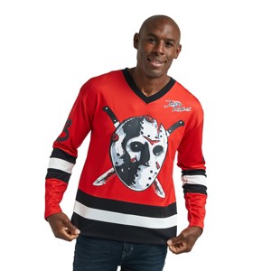 Friday The 13th Jason Mask Long Sleeve Men's Colorblock Cosplay Hockey Jersey - 1 of 4