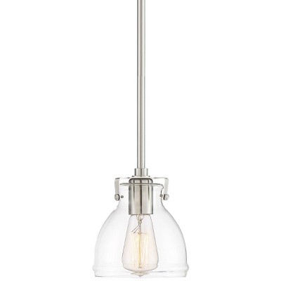 Possini Euro Design Brushed Nickel Mini Pendant Light 6 1/2" Wide Modern Industrial Clear Glass for Kitchen Island Dining Room