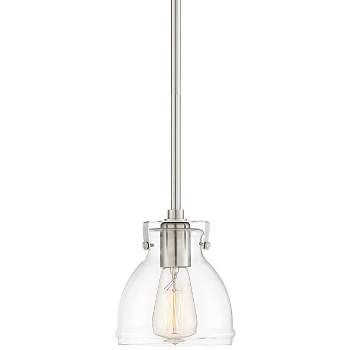 Possini Euro Design Bellis Brushed Nickel Mini Pendant Light 6 1/2" Wide Modern Industrial Clear Glass Shade for Dining Room Home Foyer Kitchen Island