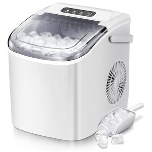 ZAFRO Ice Makers Countertop, Portable Ice Maker with Handle, 26lbs/24H,Self-Cleaning Ice Machine with Basket & Scoop for Home, RV, Camping (White) - 1 of 4