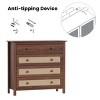 SEVOBAL Utility Storage Cabinets Five Drawer Chest Woven Rattan Detail Modern Storage Living Room Home Office Entryway, Brown, 15.6"*39.4"*37" - 4 of 4