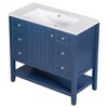 36" Freestanding Bathroom Cabinet With Undermount Ceramic Sink Bathroom Vanity Set With Cabinet Drawers Shelf For Small Space - 3 of 4