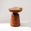 GDFStudio Modern Multifunctional Iron 17" Round Wood Finish End Table - 2 of 4