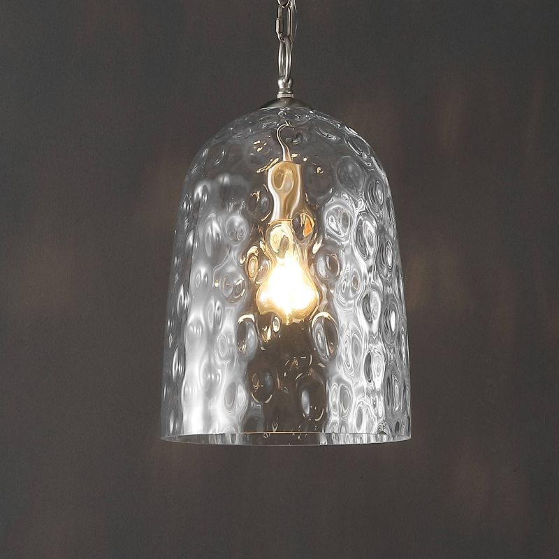 10&#34; Matilda Industrial Designer Iron/Dimple Glass Dome LED Pendant Nickel/Clear - JONATHAN Y, 2 of 11