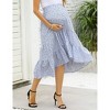 Coolmee Women's Maternity Maxi Skirt High Waist Boho Floral Fashion Ruffle Casual Flowy Swing Pleated A Line Long Skirts - 4 of 4