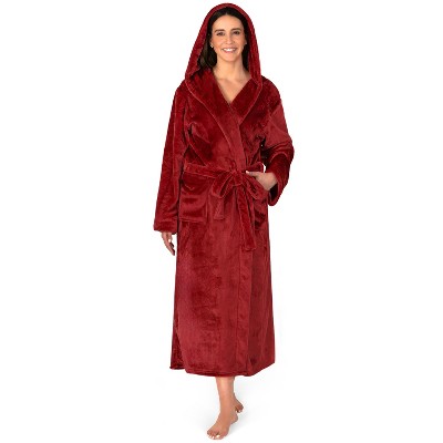 PAVILIA Women Robe with Hood, Fleece Plush Soft Long Hooded Robe, Fluffy Fuzzy Cozy Warm Bathrobe Shower Spa House