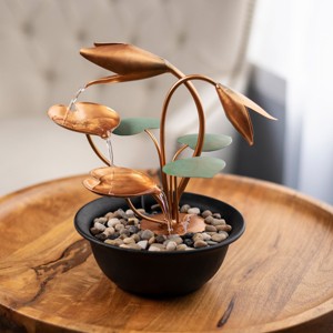 Nature Spring Tabletop Cascading Water Fountain - 10.5", Copper - 1 of 4
