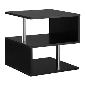 Aghana Digitals 20" Black Modern S-Shaped Accent Table with 3-Tier Storage, Steel Poles & - 1 of 4