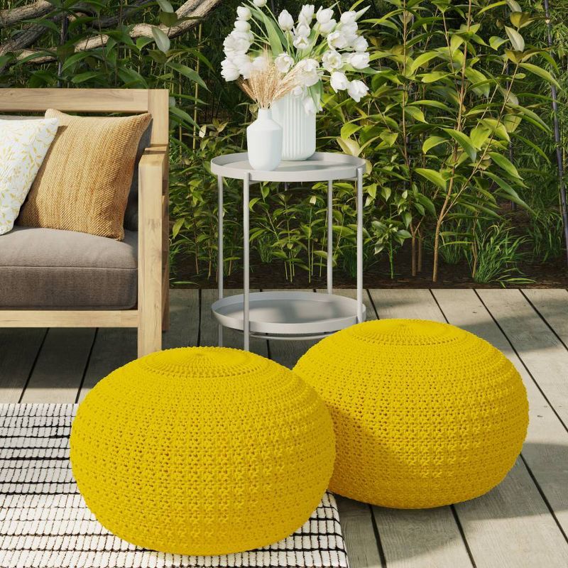 Holloway Round Knitted PET Polyester Pouf - WyndenHall, 2 of 7