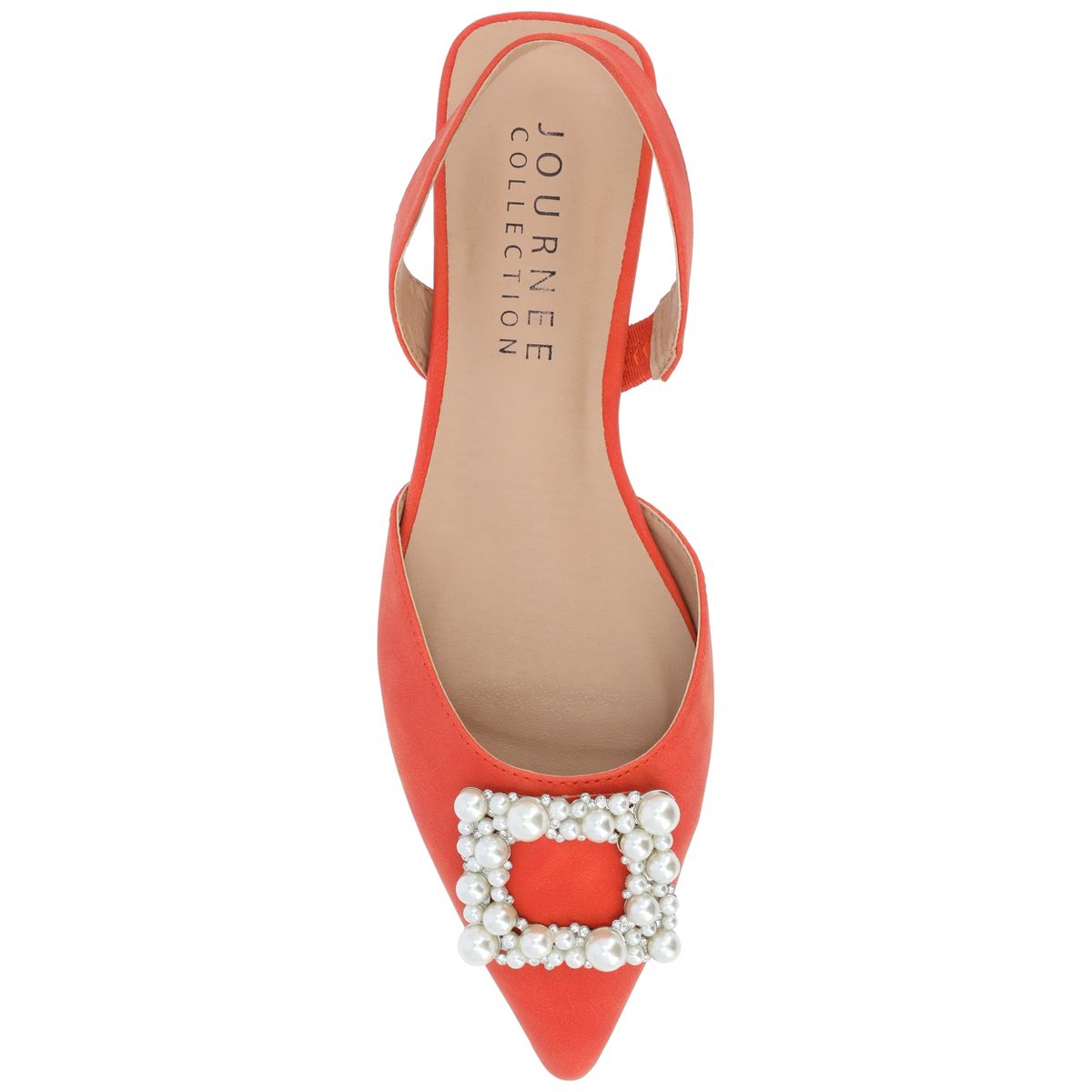 Обувь Journee Collection Women's Medium and Wide Width Hannae Sling Back Pointed Toe Flats, Orange 6 — фото 4