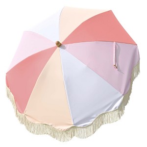 LAGarden 6 Ft Fringe Umbrella Replacement Canopy Top Cover Outdoor Patio Pink - 1 of 4