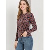 INSPIRE CHIC Women's Leopard Pattern Crew Neck 3/4 Sleeve Knit Sweatshirt Top Shirts - 4 of 4