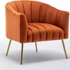 SEYNAR Modern Velvet Accent Chair,Round Upholstered Barrel Chair for Living Room - 3 of 4