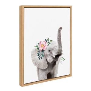 Kate & Laurel All Things Decor 18"x24" Sylvie Flower Crown Elephant Framed Wall Art by Amy Peterson Art Studio - 1 of 4