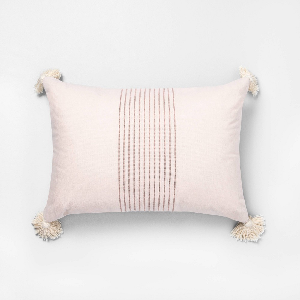 14 x 20 Tassel Stripe Throw Pillow Dusty Pink / Rose Gold - Hearth & Hand with Magnolia was $19.99 now $9.99 (50.0% off)