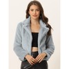 INSPIRE CHIC Women's Autumn Winter Cropped Notch Lapel Faux Fur Fluffy Jacket - 2 of 4