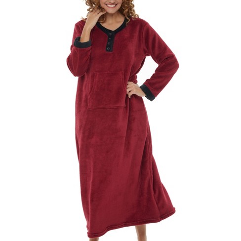 Alexander Del Rossa Women's Warm Fleece Nightgown, Long Kaftan