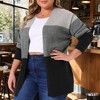 Agnes Orinda Women's Plus Size Striped Color Block Side Slit Long Sleeve Open Front Casual Knit Sweaters Cardigan - 2 of 4