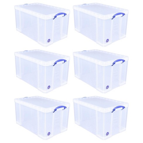 Really Useful Box 84 Liters Storage Container with Snap Lid and Clip Lock Handle for Lidded Home and Item Storage Bins, 6 Pack, Clear - image 1 of 4