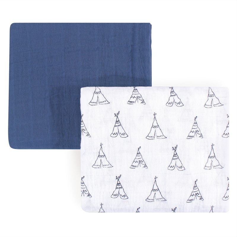 Yoga Sprout Unisex Baby Cotton Swaddle Blankets, Blue, One Size, 1 of 2