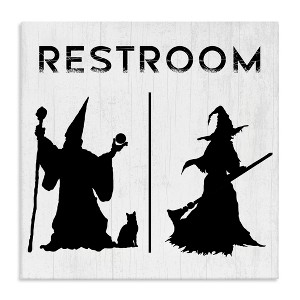 Stupell Industries Rustic Witch & Wizard Halloween Restroom Sign Canvas Art - 1 of 4