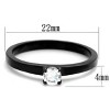 Slickblue Women’s Black CZ Ring, Solitaire Style, 4mm Round Stone, IP Stainless Steel Band, Sizes 5-10 - 2 of 4