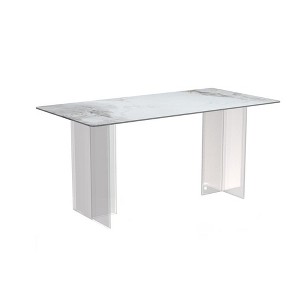 LeisureMod Kova Series Modern Rectangular Dining Table with Sintered Stone/Glass Top and Acrylic Base - 1 of 4