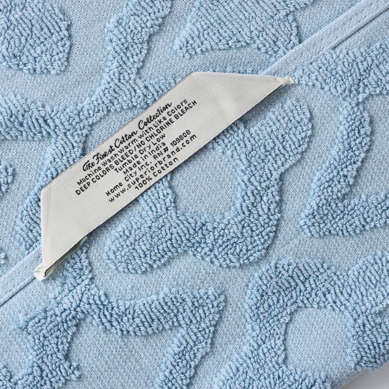 Cotton Geometric Jacquard Plush Soft Absorbent 12 Piece Towel Set by Blue Nile Mills, 5 of 9