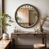LuxenHome 32-Inch Round Brown Crater MgO Frame Wall Mirror - 3 of 4