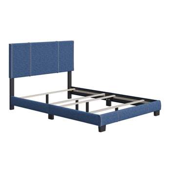 Full Lucena Linen Upholstered Full Bed Frame Blue Boyd Sleep Eco Dream