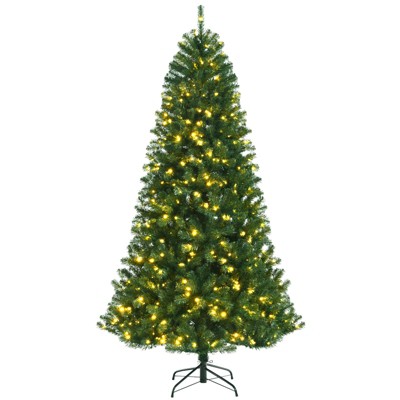Tangkula Pre-lit Christmas Tree, Artificial Hinged Xmas Tree w/ Remote-controlled Color-changing LED Lights & PVC Tips