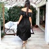 Anna-Kaci Women's Off Shoulder Double Ruffle Elastic Waist Maxi Flared Dress for Daily Wear - Large, Black - 3 of 4