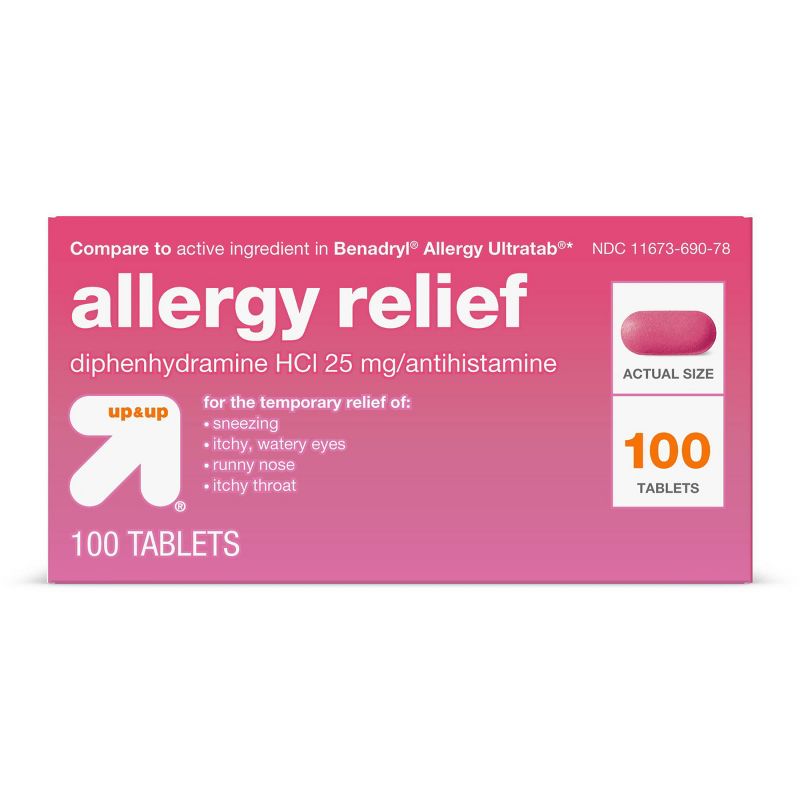 Diphenhydramine Hydrochloride Allergy Relief Tablets - up & up™, 1 of 7