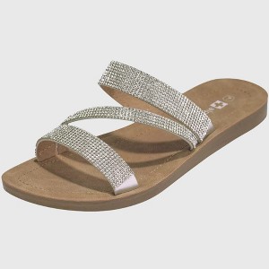 Alpine Swiss Womens Rhinestone Slide Sandals Dressy Summer Strappy Flat Shoes - 1 of 4
