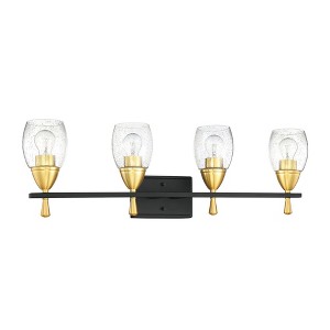 Luminance Kelston Black & Gold Bathroom Vanity Metal Wall Sconce with Clear Seeded Glass Shades - 1 of 4