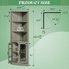 AMERLIFE Curved Corner Storage Cabinet, 65" Tall Freestanding Bookcase with Glass Doors, Washed Grey - 2 of 4