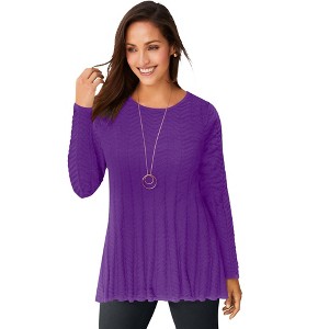 Jessica London Women's Plus Size Chevron Fit & Flare Sweater - 1 of 4