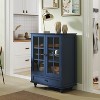 Vynxaria Minimalist Buffet Cabinet with Double Glass Doors & Drawer ¨C Modern Storage Sideboard for Living Room, Dining Room, Hallway, Entryway - 3 of 4