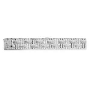 Black Bow Jewelry Rhodium Plated Sterling Silver Basketweave Tie Bar, 7 x 55mm - 1 of 3