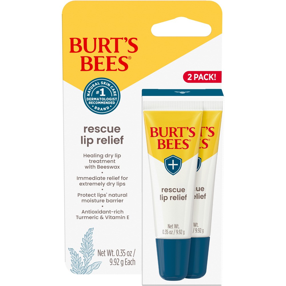 Photos - Lipstick & Lip Gloss Burts Bees Burt's Bees Rescue Lip Relief Lip Balm - 0.35oz/2ct 