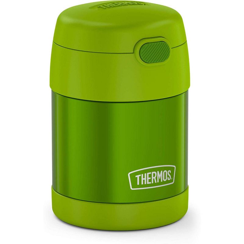 THERMOS FUNTAINER 10 Ounce Stainless Steel Vacuum Insulated Kids Food Jar with Folding Spoon, Lime, 2 of 7
