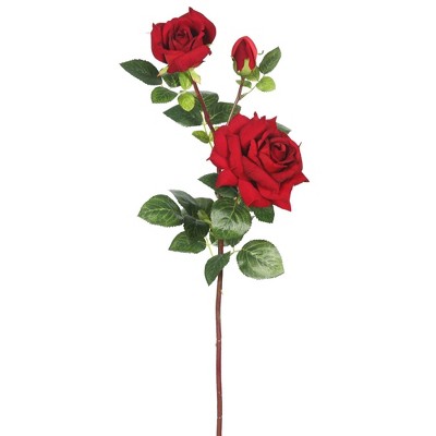 Artificial Large Velvet Rose (Pk/3) (35") Red - Vickerman