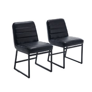PU Leather Chair With Metal Legs Set Of 2 Armless Dining Chairs Upholstered Office Chairs Leisure Chairs For Restaurants Living Rooms Kitchens - 1 of 4