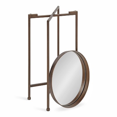 Celia Bronze Metal Foldable Tray Accent Table with Mirror Top