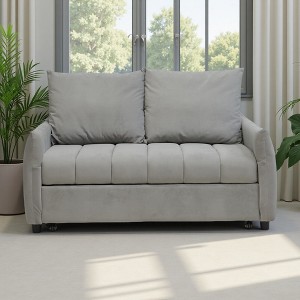 57.48" Velvet Loveseat Sofa with Adjustable Back, Ergonomic Design - 1 of 4