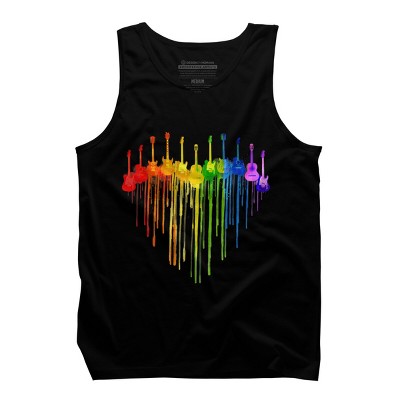 Design By Humans Guitar Heart Music Pride By ToruSanogawa Tank Top - Black - 2X Large