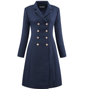 Hobemty Women's Tweed Collared Double Breasted A-Line Formal Work Dress - 1 of 4