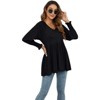 BLUEMING Womens Tunics Casual Puff Long Lantern Sleeve Casual Tunic Tops V Neck Pleated Blouse T-Shirts - 4 of 4
