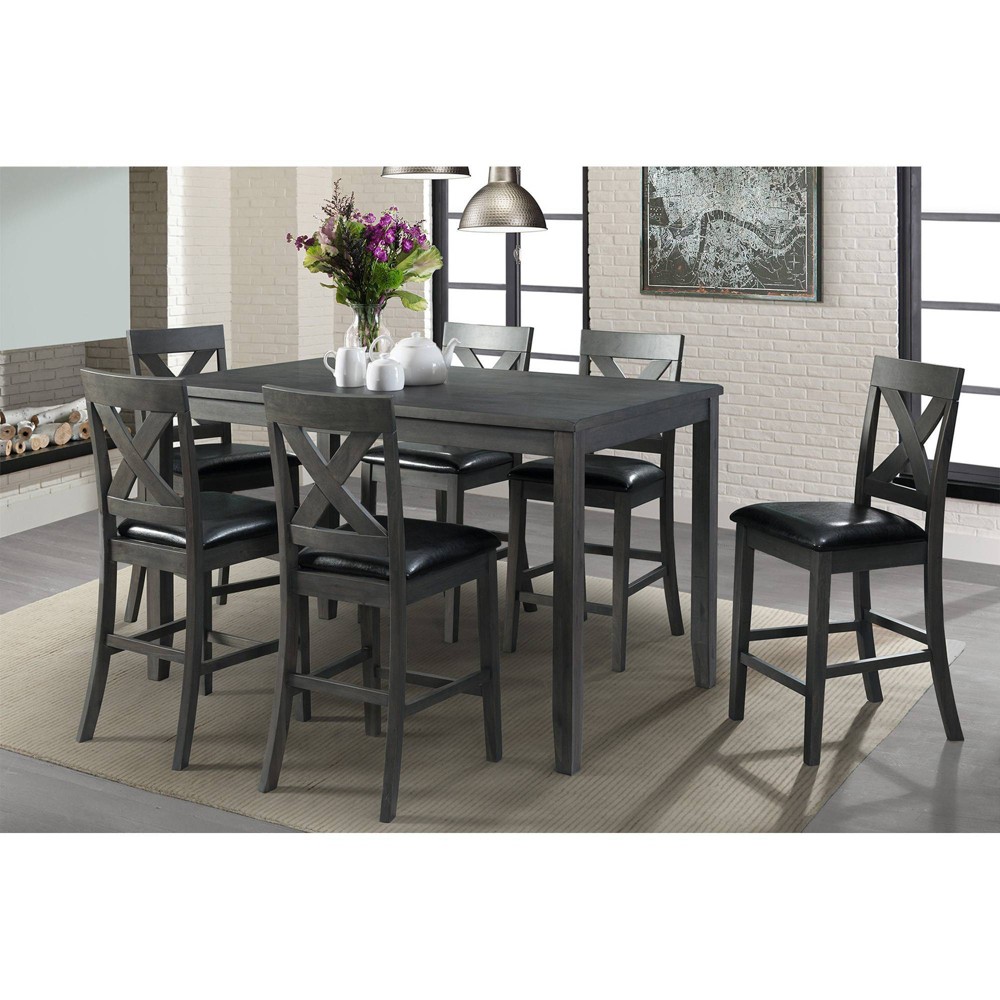 Photos - Dining Table 7pc Alexa Counter Height Dining Set Brown - Picket House Furnishings